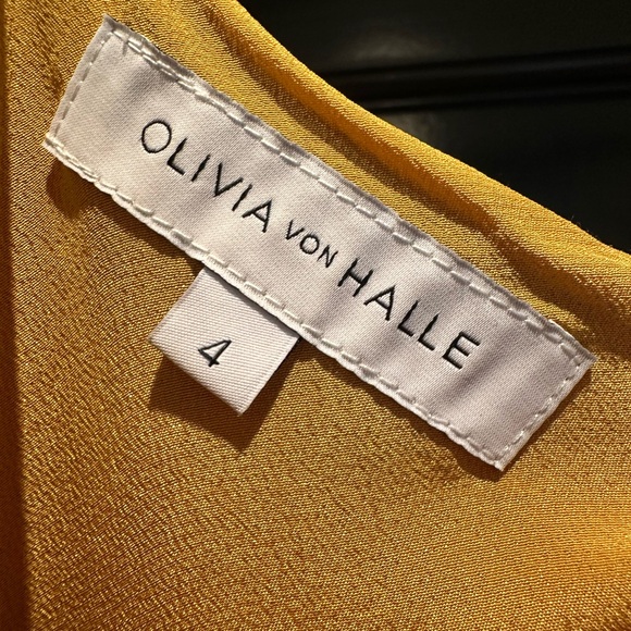 Olivia Von Halle silk slip mustard dress - size 4 - Picture 5 of 5